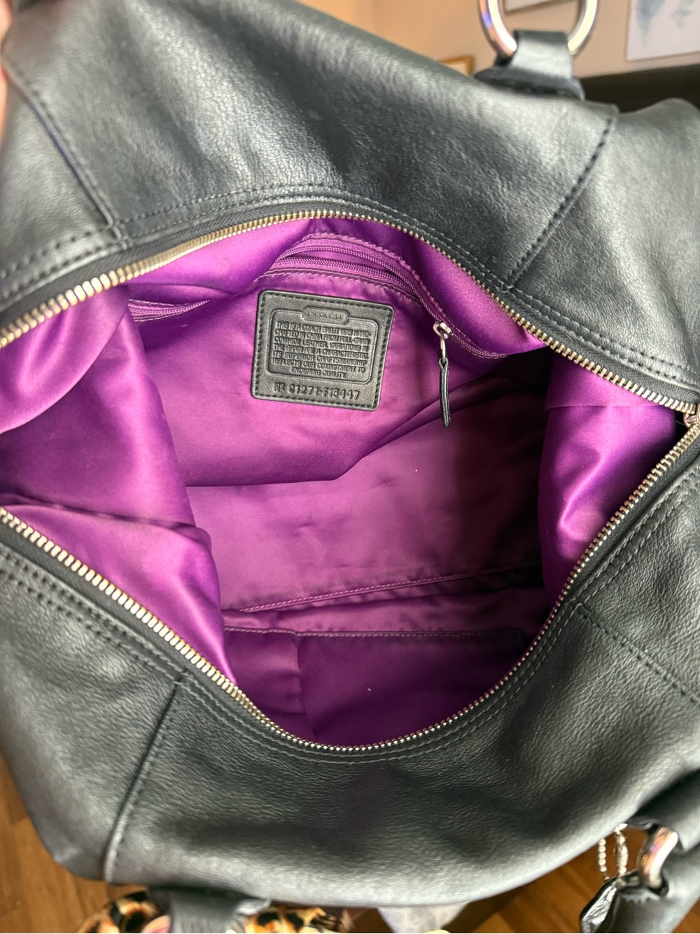 Coach Black Leather Satchel with Silver Hardware - Picture 8 of 8